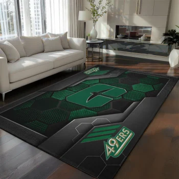 Charlotte 49ers Rug - Hexagonal Grid Pattern Green