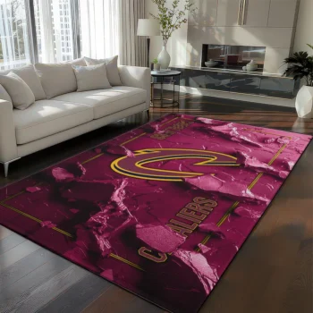 Cleveland Cavaliers Rug - Cracked Surface Design Wine
