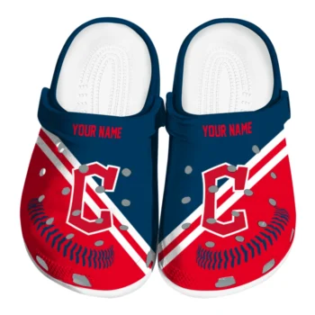 Cleveland Guardians Clogs - Personalized Baseball Motif Navy Blue
