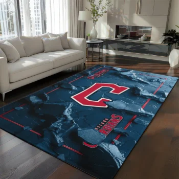 Cleveland Guardians Rug - Cracked Surface Design Navy Blue