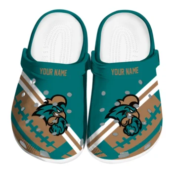 Coastal Carolina Chanticleers Clogs - Customized Football Motif Green