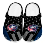 Columbus Blue Jackets Clogs - Stellar Stripes Theme Navy Blue Black
