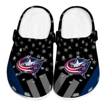 Columbus Blue Jackets Clogs - Stellar Stripes Theme Navy Blue Black