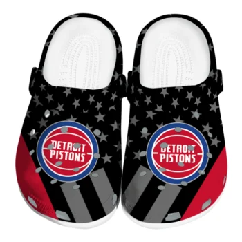 Detroit Pistons Clogs - Stellar Stripes Theme Red Black