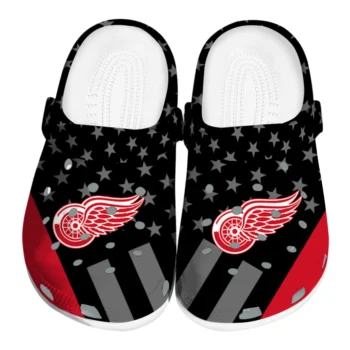 Detroit Red Wings Clogs - Stellar Stripes Theme Red Black
