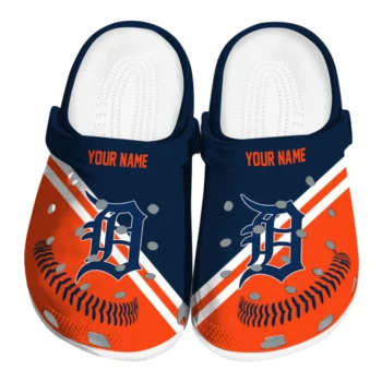 Detroit Tigers Clogs - Customized Baseball Motif Navy