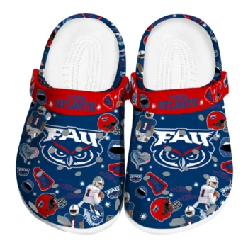 Florida Atlantic Owls Clogs - Football Icons Blue