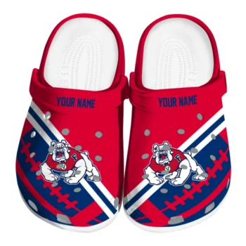 Fresno State Bulldogs Clogs - Personalized Football Motif Red