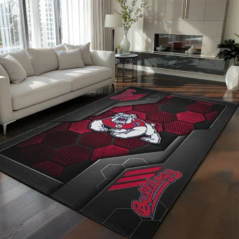 Fresno State Bulldogs Rug - Hexagonal Grid Pattern Red