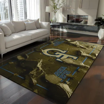 Georgia Tech Yellow Jackets Rug - Cracked Surface Design Gold