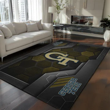 Georgia Tech Yellow Jackets Rug - Hexagonal Grid Pattern Gold