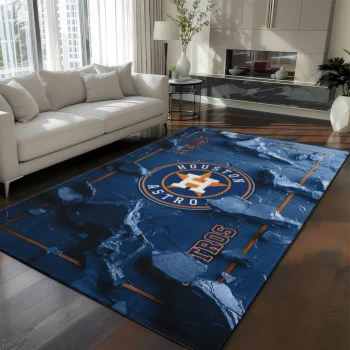 Houston Astros Rug - Cracked Surface Design Blue