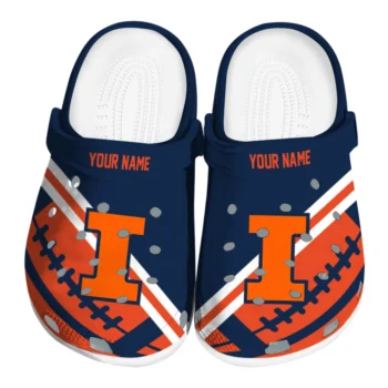 Illinois Fighting Illini Clogs - Personalized Football Motif Blue