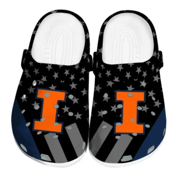 Illinois Fighting Illini Clogs - Stellar Stripes Theme Blue Black
