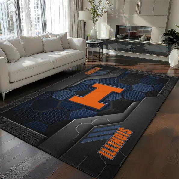 Illini Rug Illinois Fighting Illini Rug - Hexagonal Grid Pattern Blue - NBA Fan Market