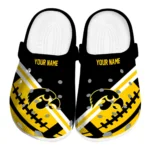 Iowa Hawkeyes Clogs - Custom Football Motif Black
