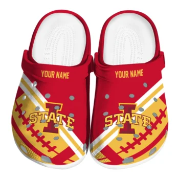 Iowa State Cyclones Clogs - Personalized Football Motif Red