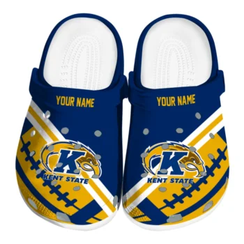 Kent State Golden Flashes Clogs - Personalized Football Motif Navy Blue