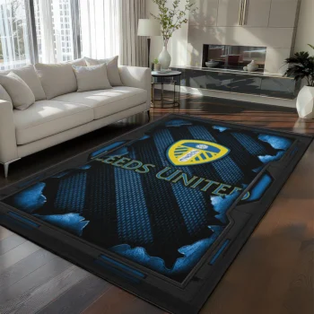 Leeds United Rug - Torn Mesh Blue
