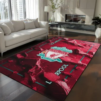 Liverpool Rug - Cracked Surface Design Red