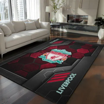 Liverpool Rug - Hexagonal Grid Pattern Red