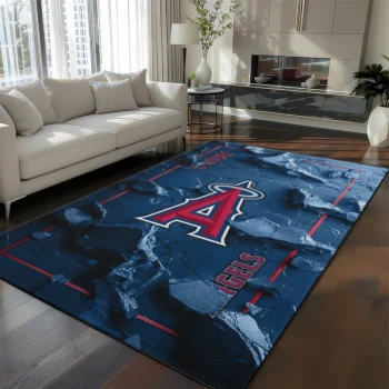 Los Angeles Angels Rug - Cracked Surface Design Blue
