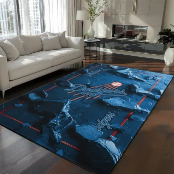 Los Angeles Dodgers Rug - Cracked Surface Design Blue