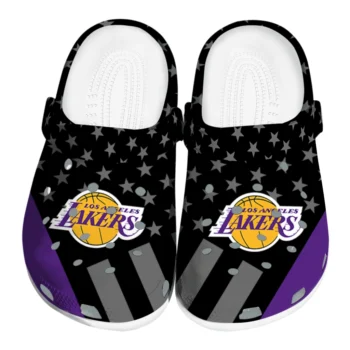 Los Angeles Lakers Clogs - Stellar Stripes Theme Purple Black