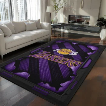 Los Angeles Lakers Rug - Torn Mesh Purple