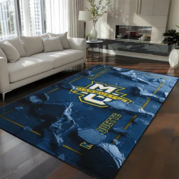 Marquette Golden Eagles Rug - Cracked Surface Design Blue