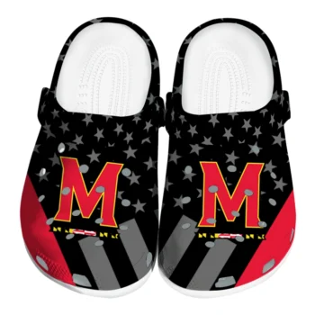 Maryland Terrapins Clogs - Stellar Stripes Theme Red Black