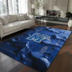 Memphis Tigers Rug - Cracked Surface Design Blue