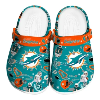 Miami Dolphins Clogs - Football Icons Aqua