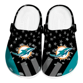 Miami Dolphins Clogs - Stellar Stripes Theme Aqua Black