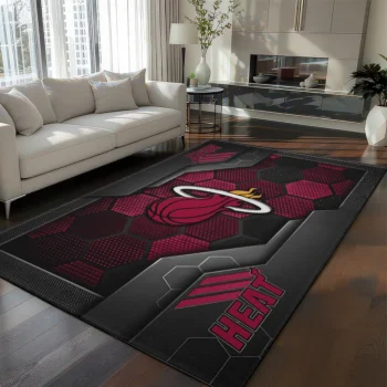 Miami Heat Rug - Hexagonal Grid Pattern Red