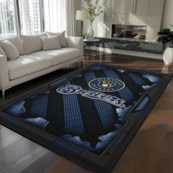 Milwaukee Brewers Rug - Torn Mesh Navy Blue