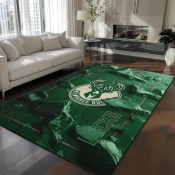 Milwaukee Bucks Rug - Cracked Surface Design Green