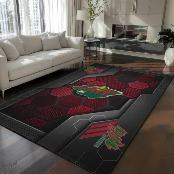 Minnesota Wild Rug - Hexagonal Grid Pattern Red