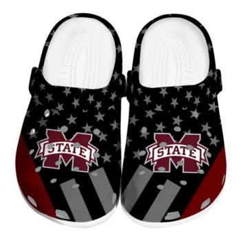 Mississippi State Bulldogs Clogs - Stellar Stripes Theme Maroon Black