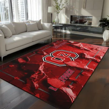 NC State Wolfpack Rug - Cracked Surface Design Red