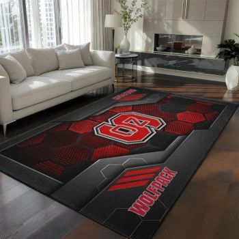 NC State Wolfpack Rug - Hexagonal Grid Pattern Red