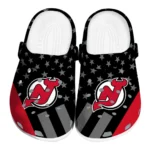 New Jersey Devils Clogs - Stellar Stripes Theme Red Black
