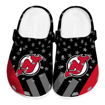 New Jersey Devils Clogs - Stellar Stripes Theme Red Black