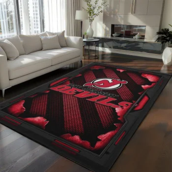 New Jersey Devils Rug - Torn Mesh Red