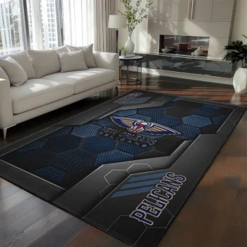 New Orleans Pelicans Rug - Hexagonal Grid Pattern Navy