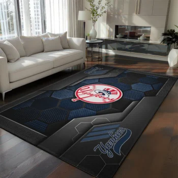 New York Yankees Rug - Hexagonal Grid Pattern Navy