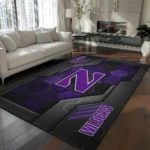 Northwestern Wildcats Rug - Hexagonal Grid Pattern Purple