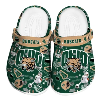 Ohio Bobcats Clogs - Football Icons Green
