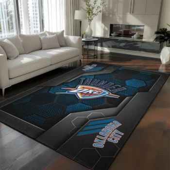 Oklahoma City Thunder Rug - Hexagonal Grid Pattern Blue