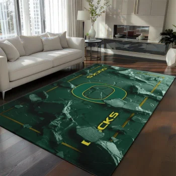 Oregon Ducks Rug - Cracked Surface Design Green